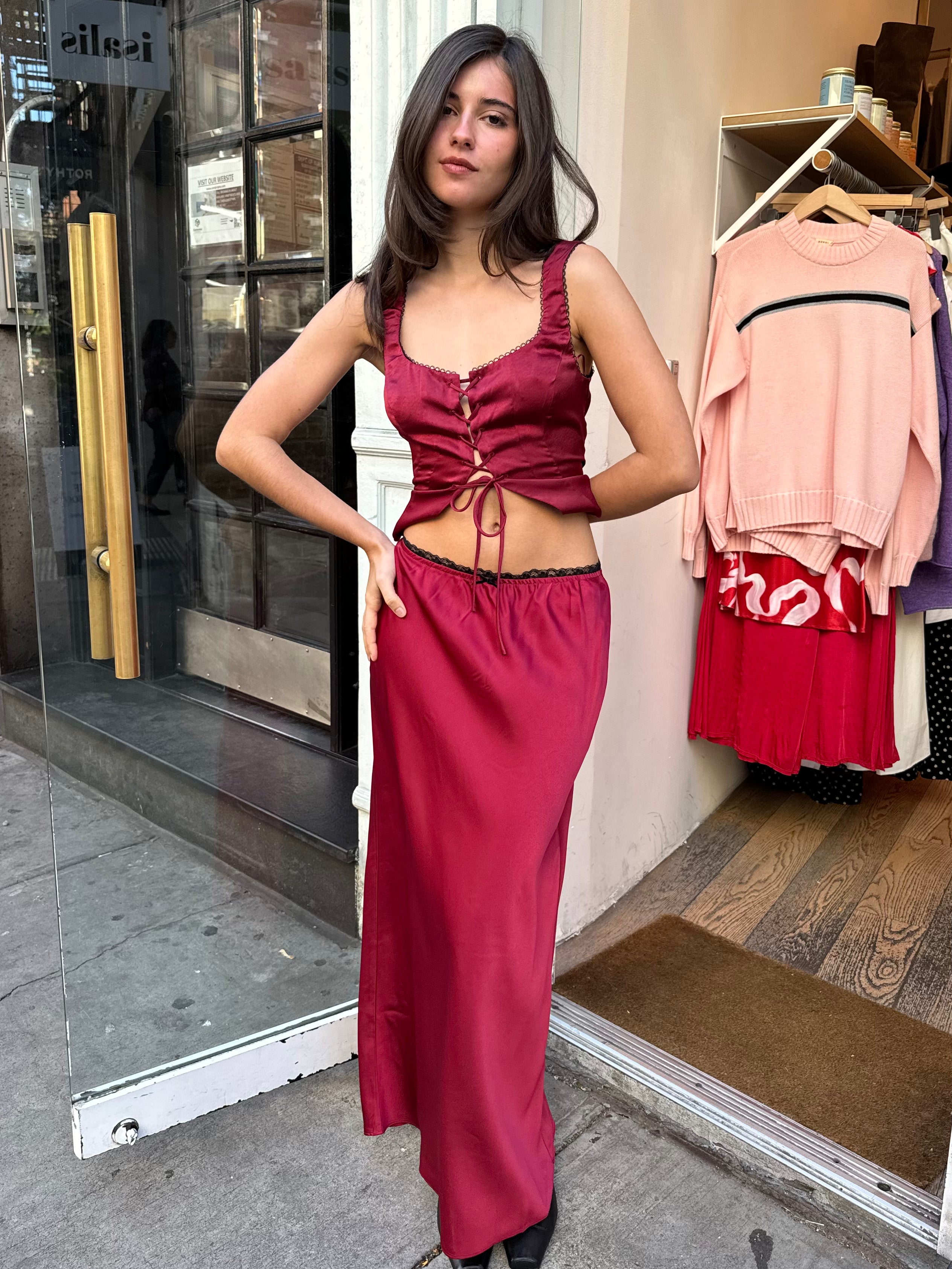 Premium Ravello Skirt in Garnet - Ultimate Style Upgrade