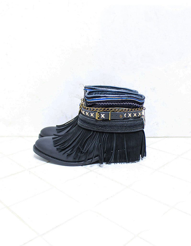 Premium Handmade Boho Boots - Black | Size 38 | Exclusive Design