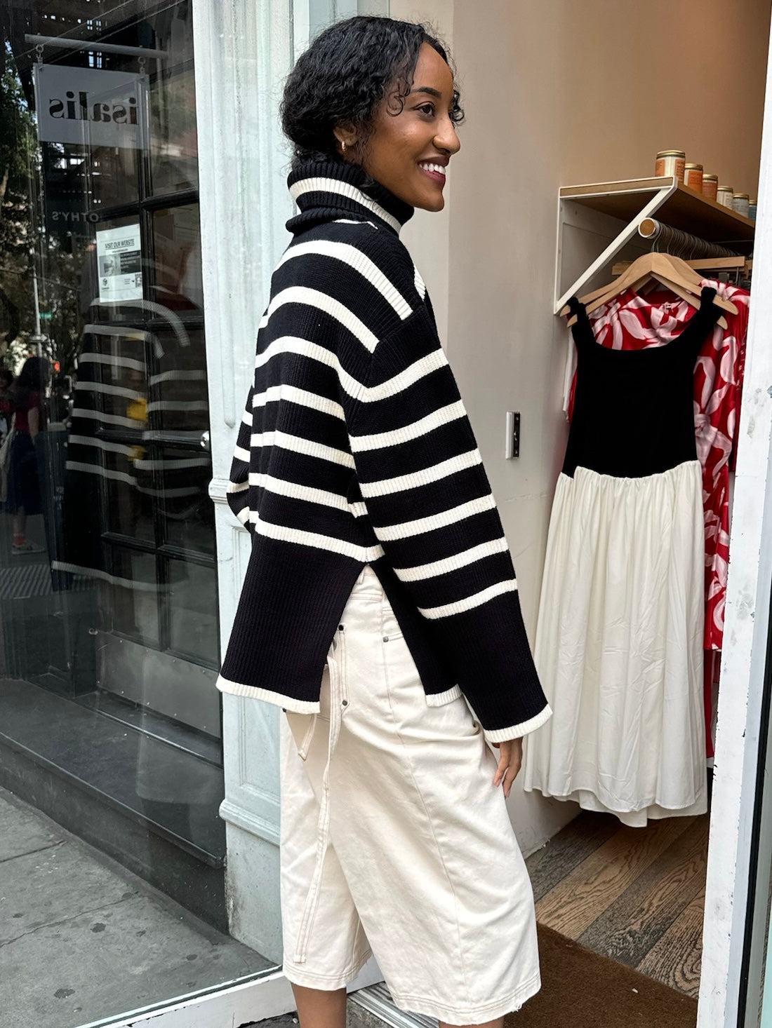 Premium Maisy Black Striped Turtleneck Sweater