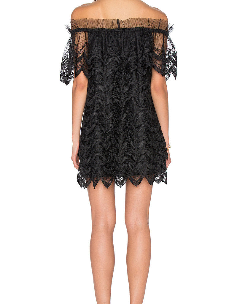 Premium Alexis Ali Off-the-Shoulder Black Lace Dress
