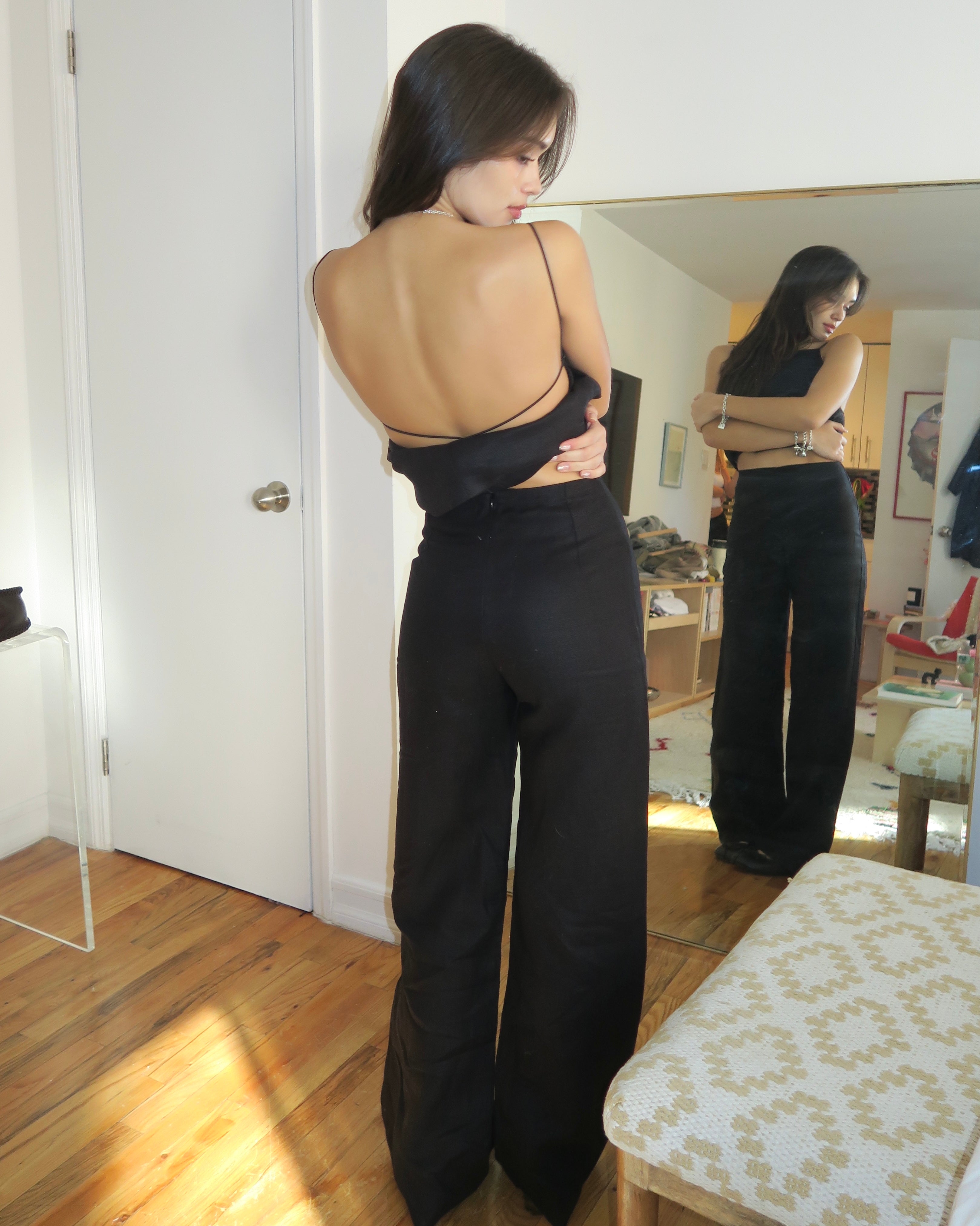 Premium Ilride Black Linen Pant