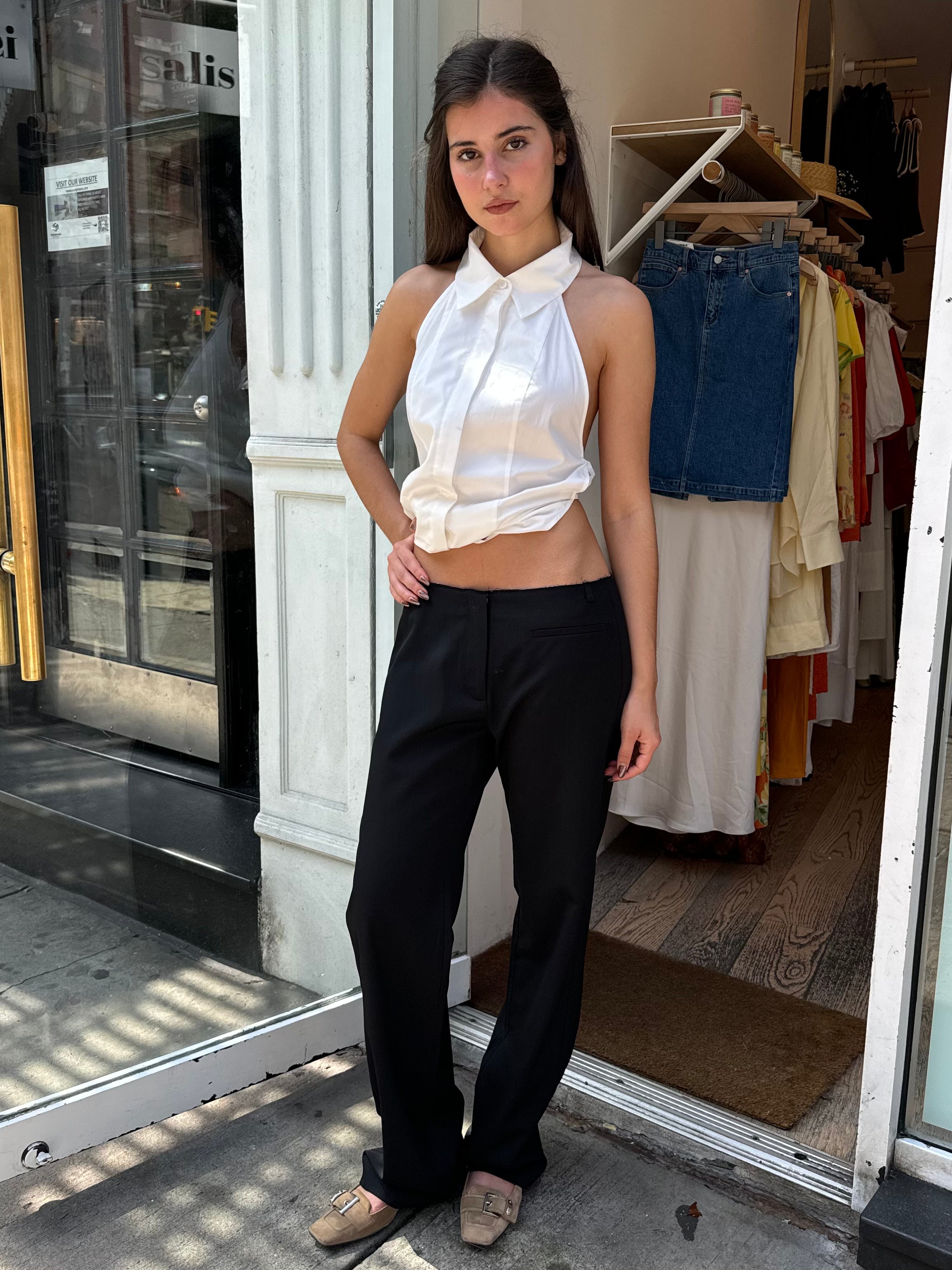 Premium Raw Edge Pants in Sleek Black
