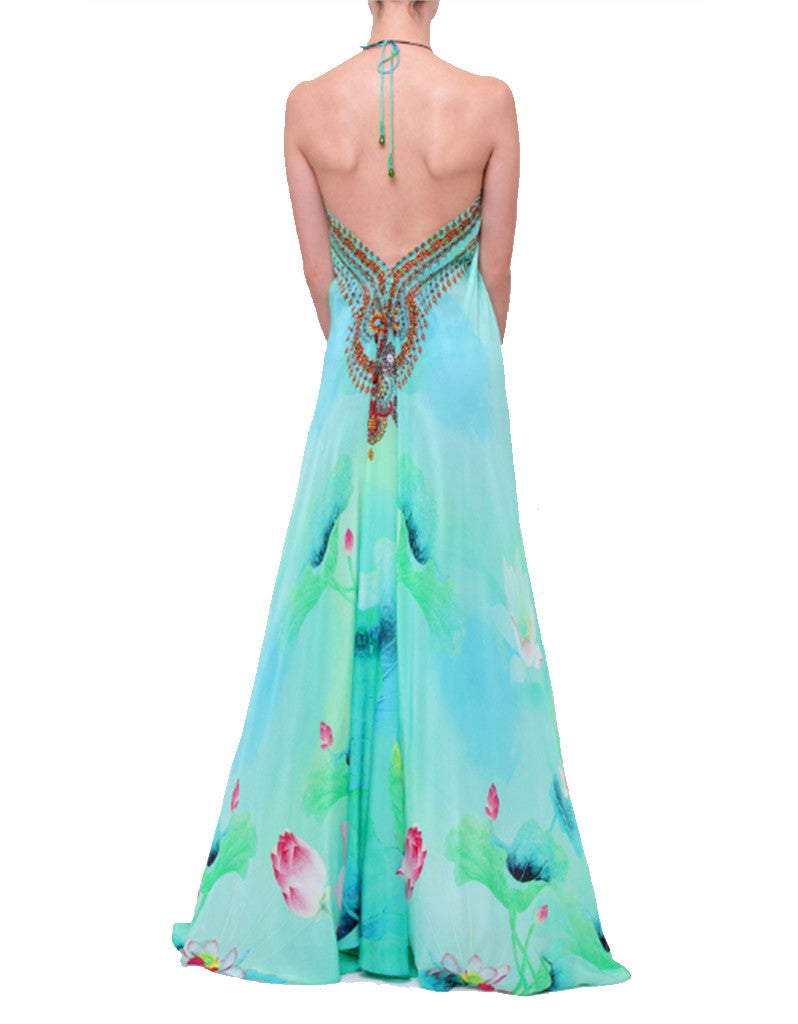 Premium Shahida Parides Lotus 3-Way Styling Dress in Aqua Green