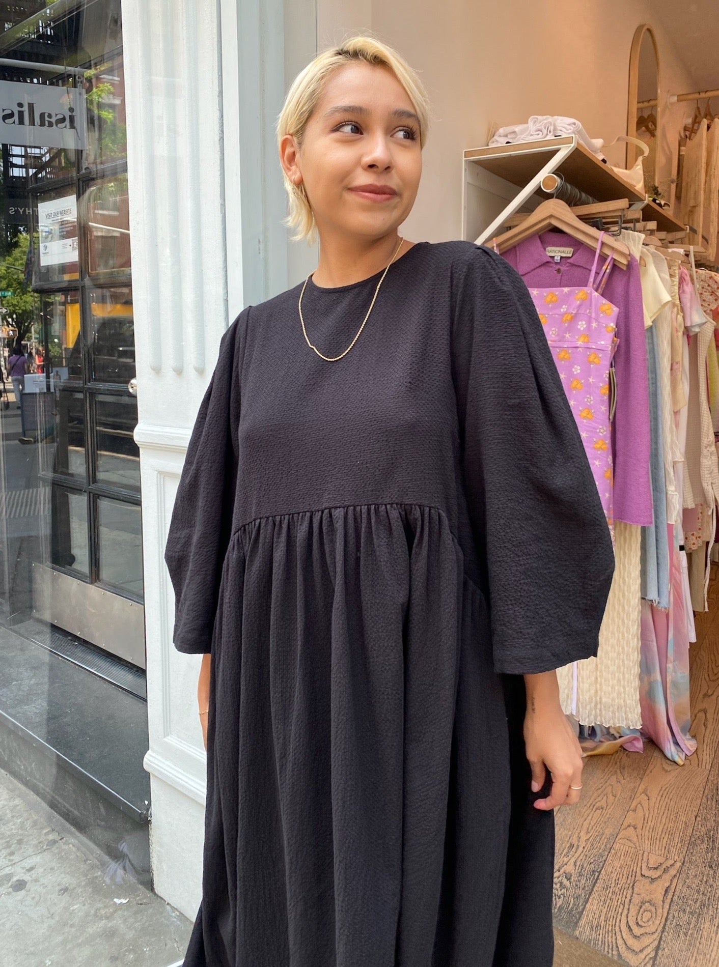 Ultimate Spring Garden Dress - Sleek Black
