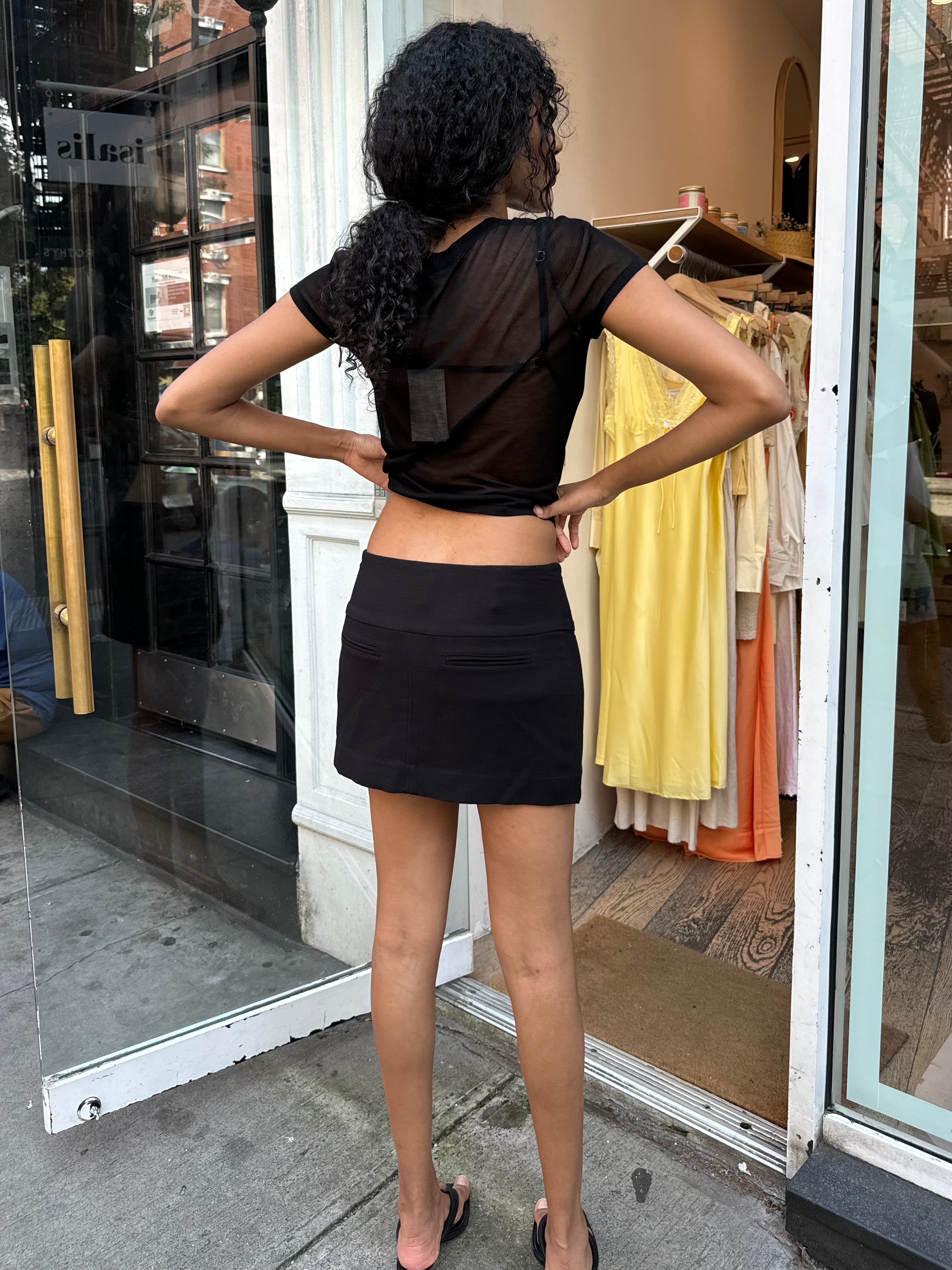 Premium Wide Waistband Black Mini Skirt