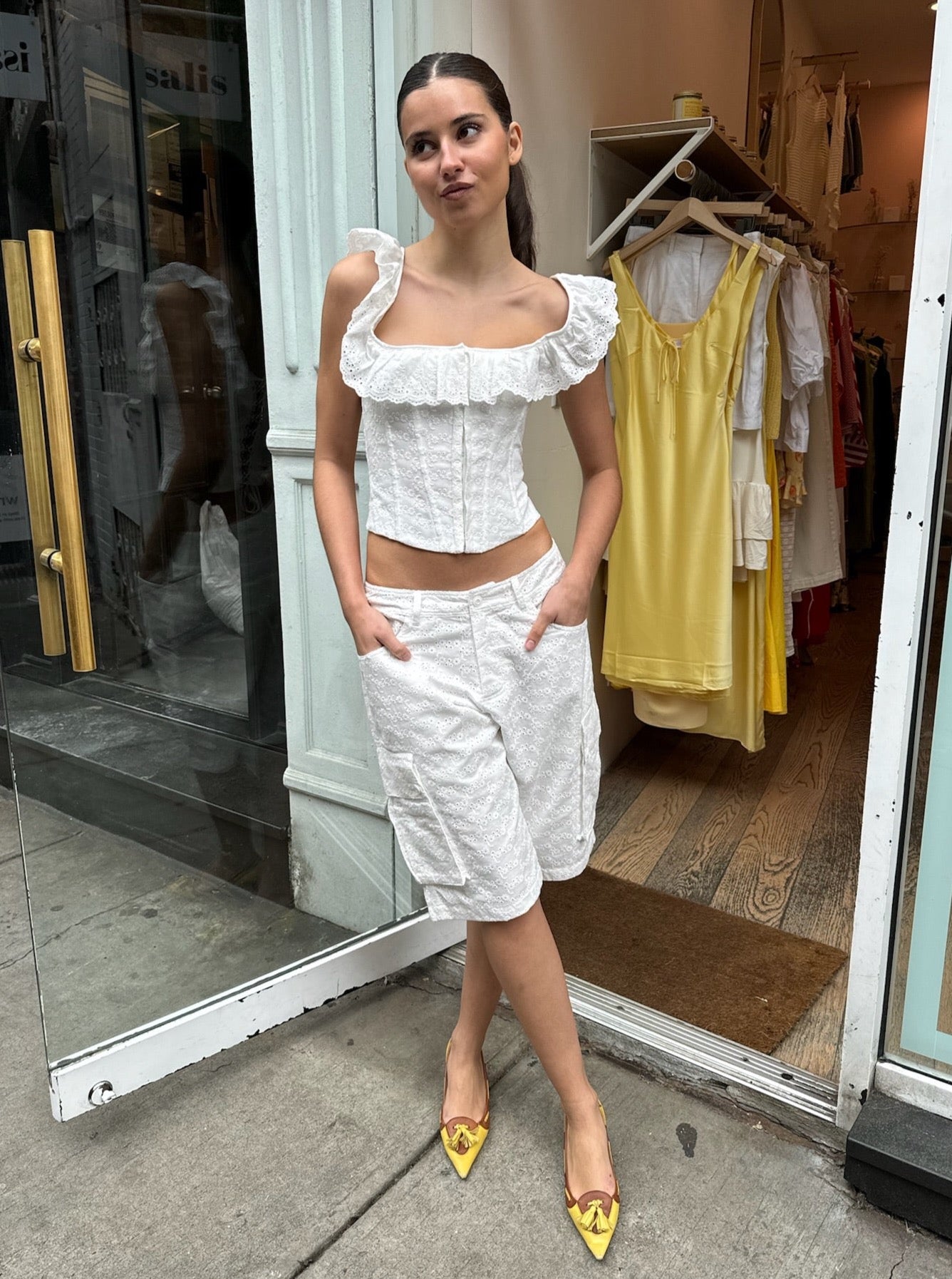 Premium Justina Eyelet Shorts - Ultimate Summer Style in White