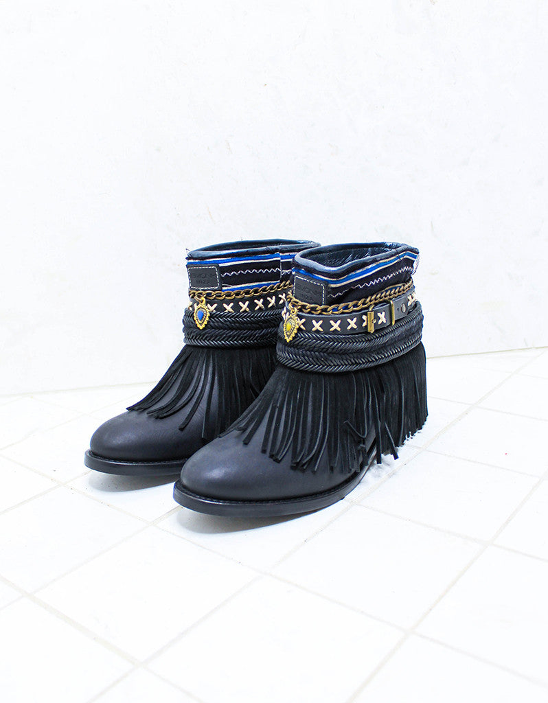 Premium Handmade Boho Boots - Black | Size 38 | Exclusive Design