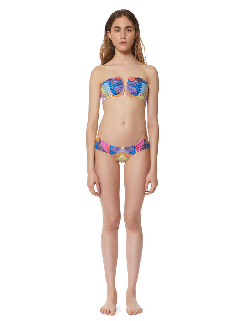Premium Mara Hoffman Radial Side Ruched Bikini Bottom in Lavender Gray