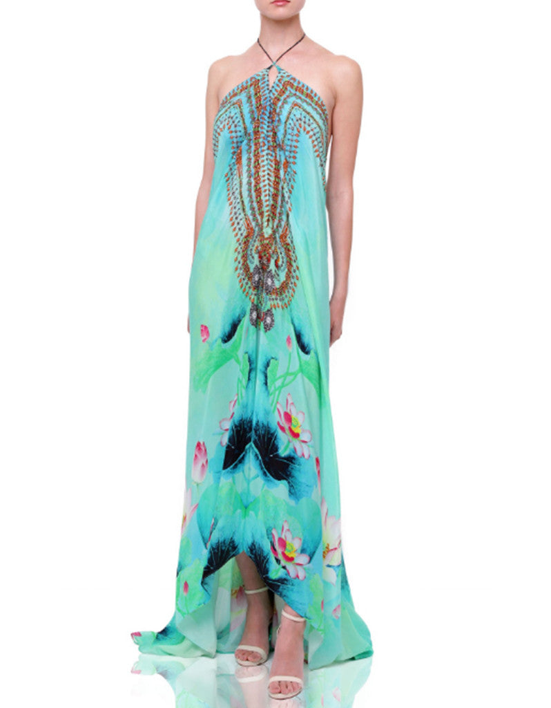 Premium Shahida Parides Lotus 3-Way Styling Dress in Aqua Green