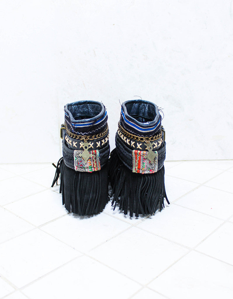 Premium Handmade Boho Boots - Black | Size 38 | Exclusive Design