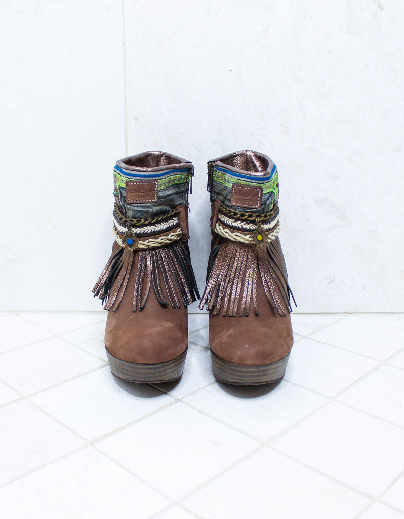 Premium Custom Boho High Heel Boots in Brown | Size 38 | Exclusive Design
