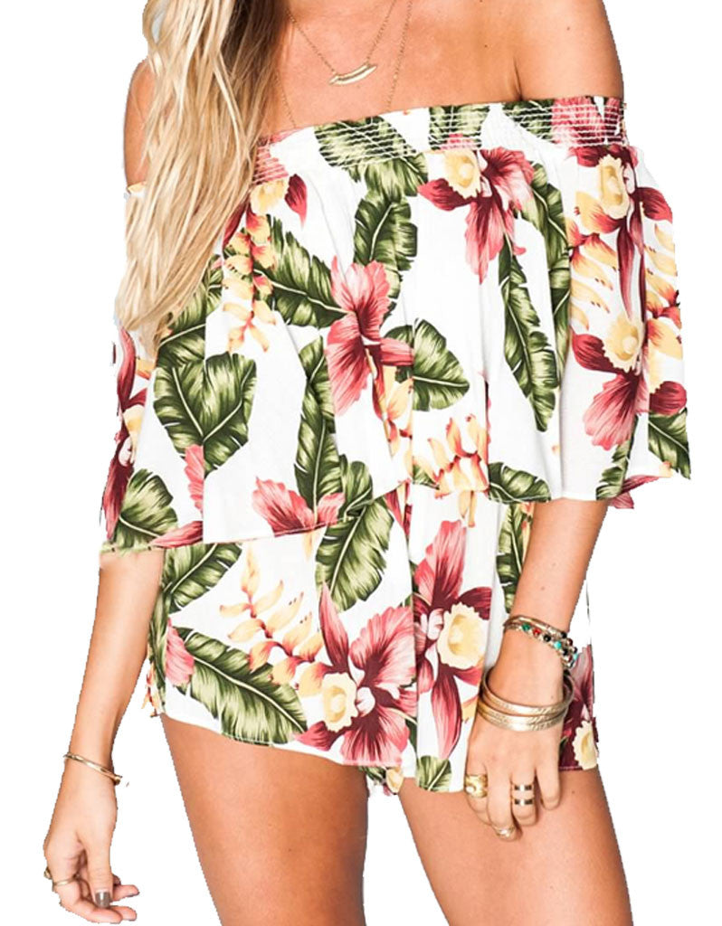 Show Me Your Mumu Rosarita Romper - Aloha Blooms Cloud | Premium Boho Chic Summer Outfit