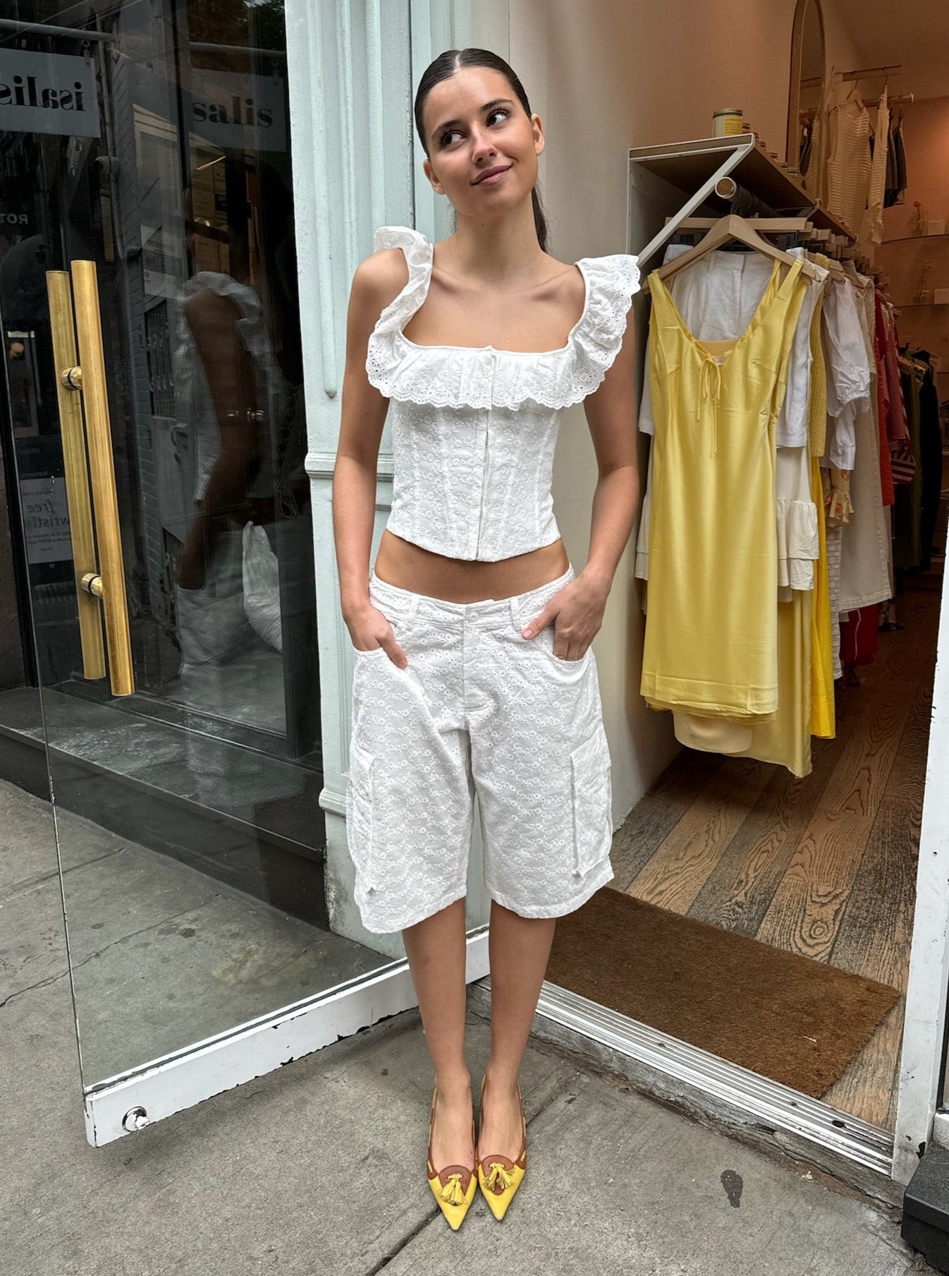 Premium Justina Eyelet Shorts - Ultimate Summer Style in White