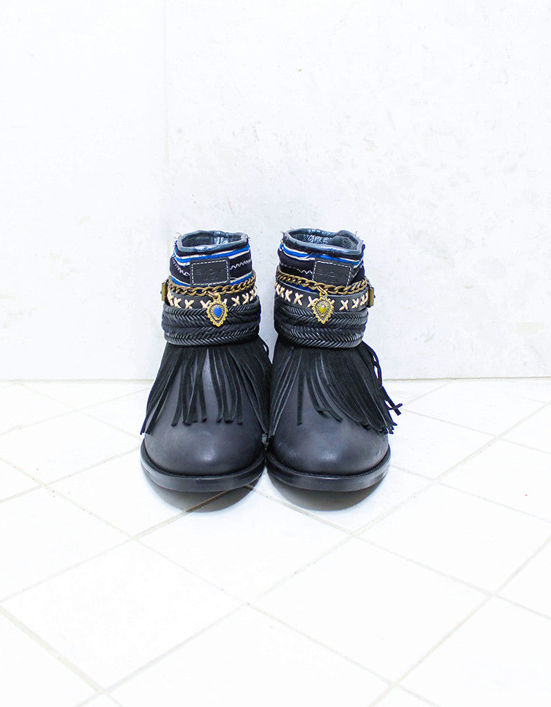 Premium Handmade Boho Boots - Black | Size 38 | Exclusive Design