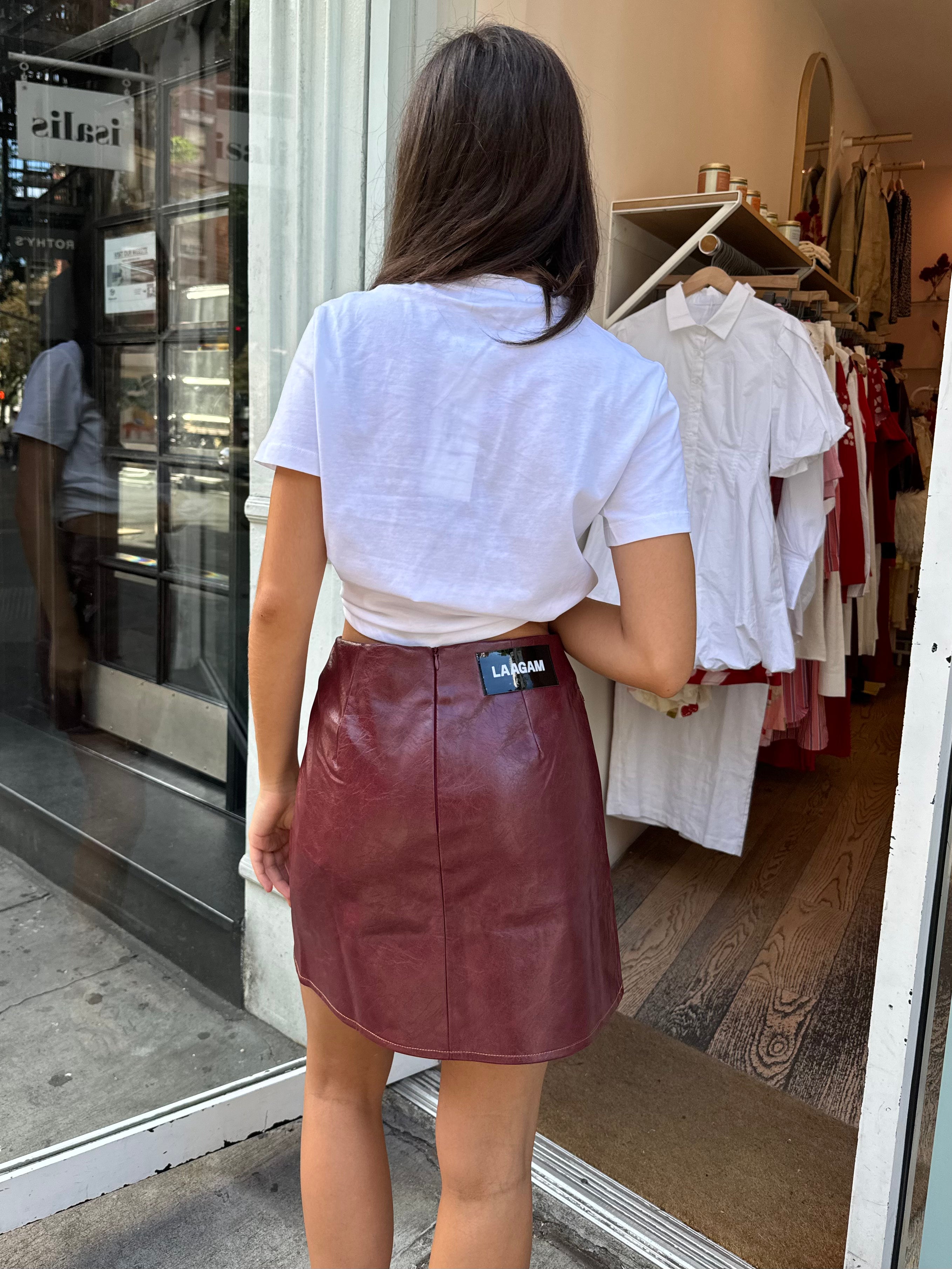 Premium Frankie Faux Leather Skirt in Burgundy - Ultimate Style Upgrade