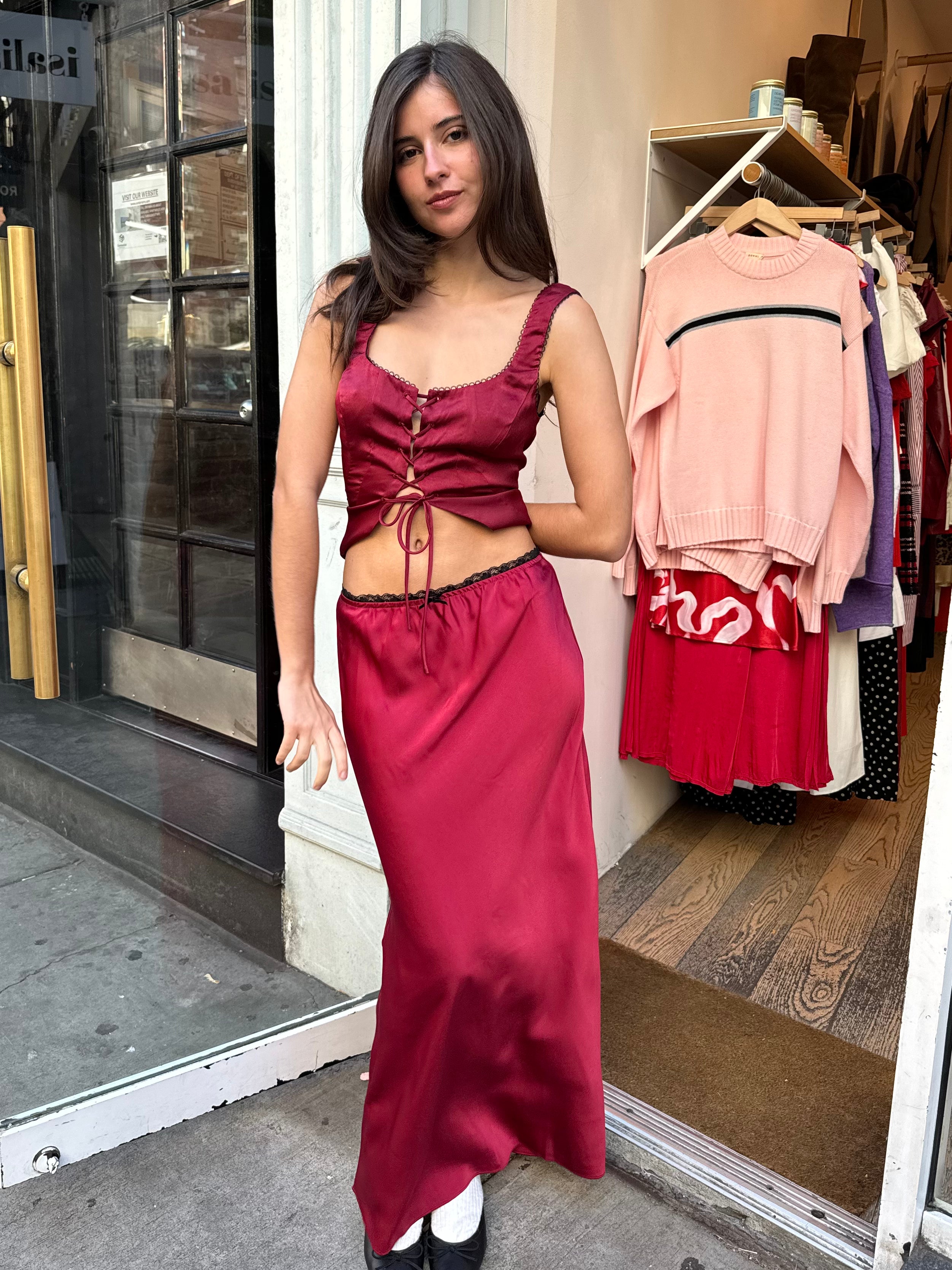 Premium Ravello Skirt in Garnet - Ultimate Style Upgrade