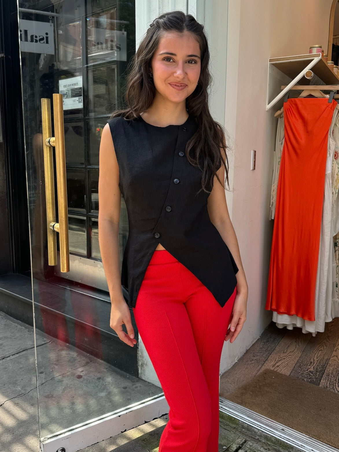Premium Madix Asym Linen Vest - Black | Modern & Stylish
