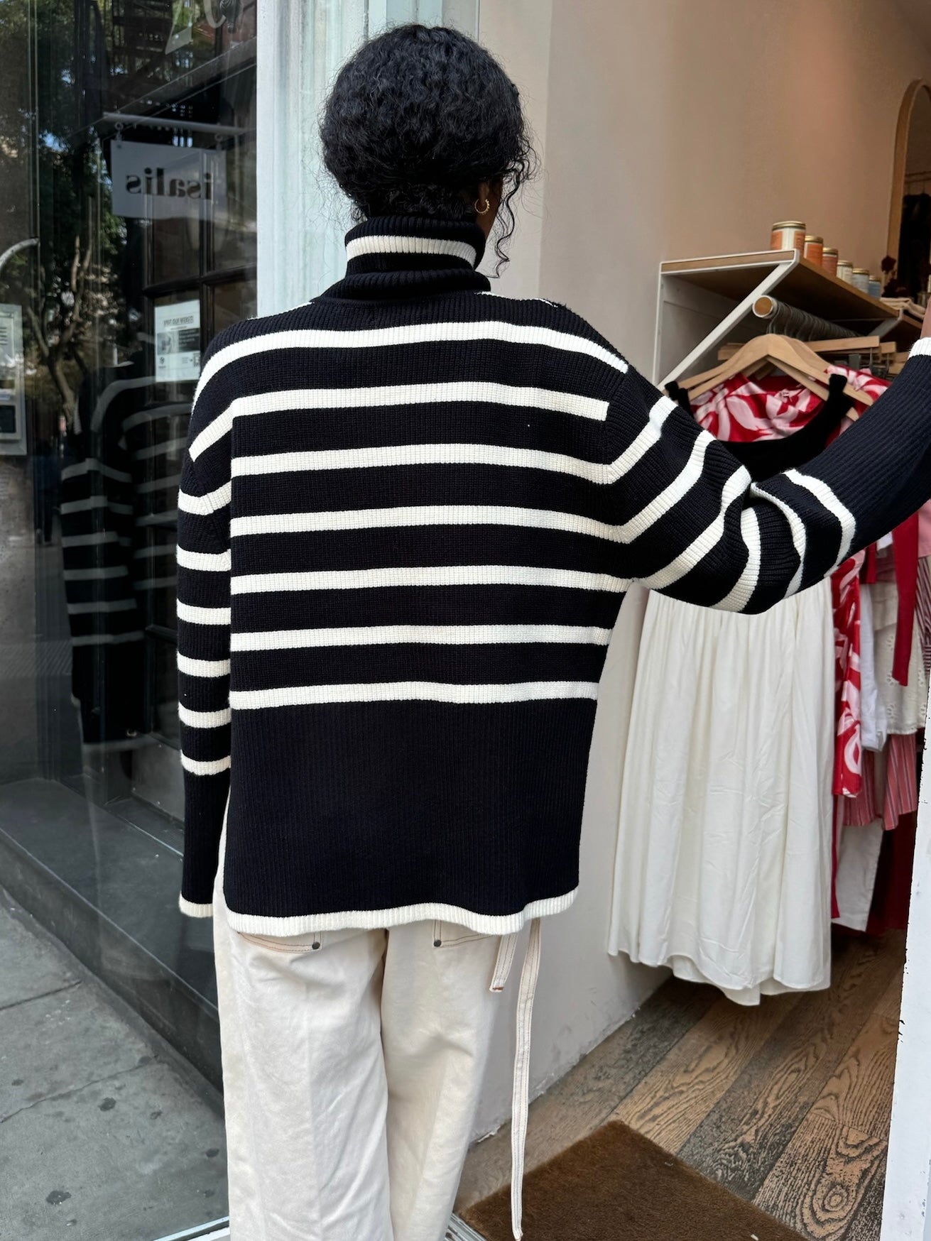Premium Maisy Black Striped Turtleneck Sweater