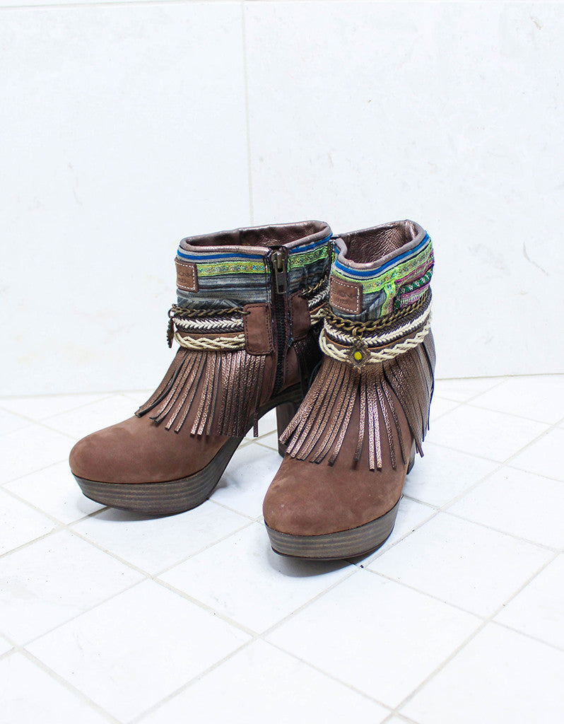 Premium Custom Boho High Heel Boots in Brown | Size 38 | Exclusive Design