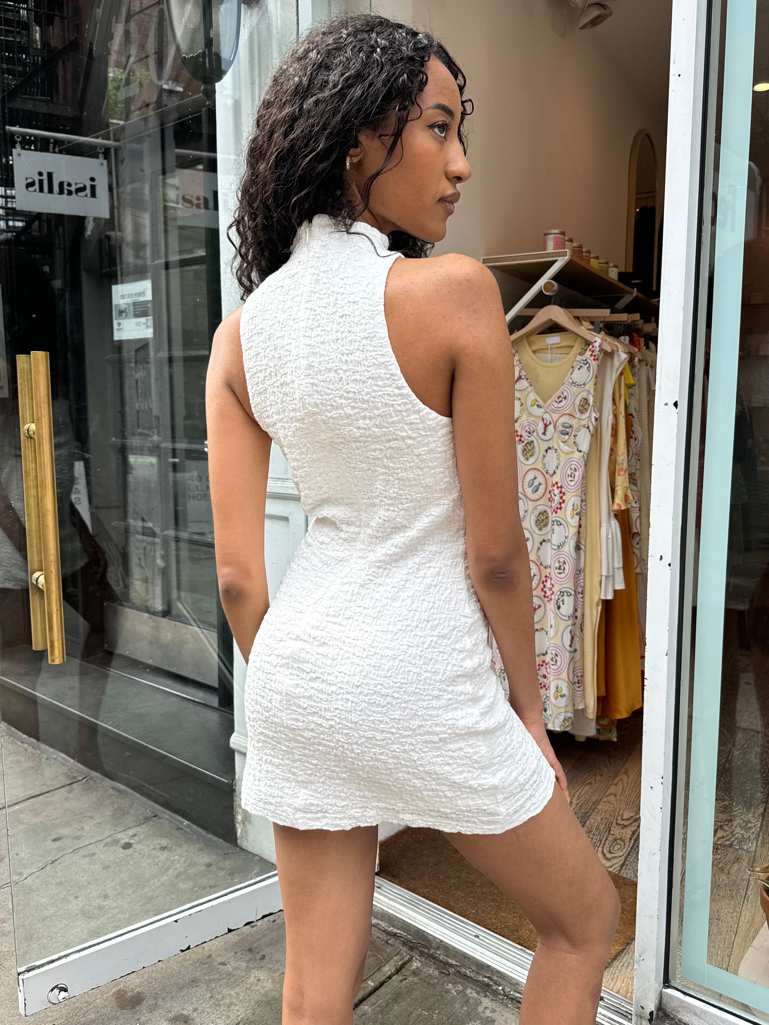 Premium Brielle Mini Dress - Cream Elegance