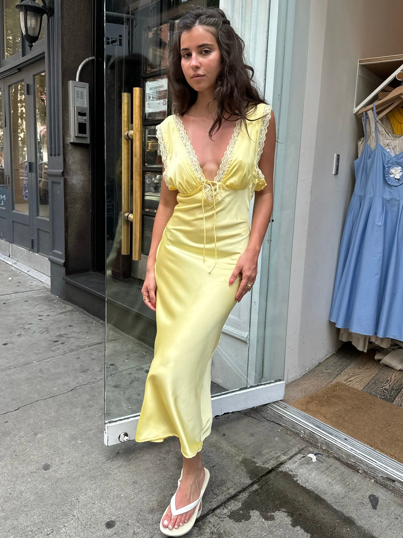 Premium DuSol Lace Maxi Dress - Yellow
