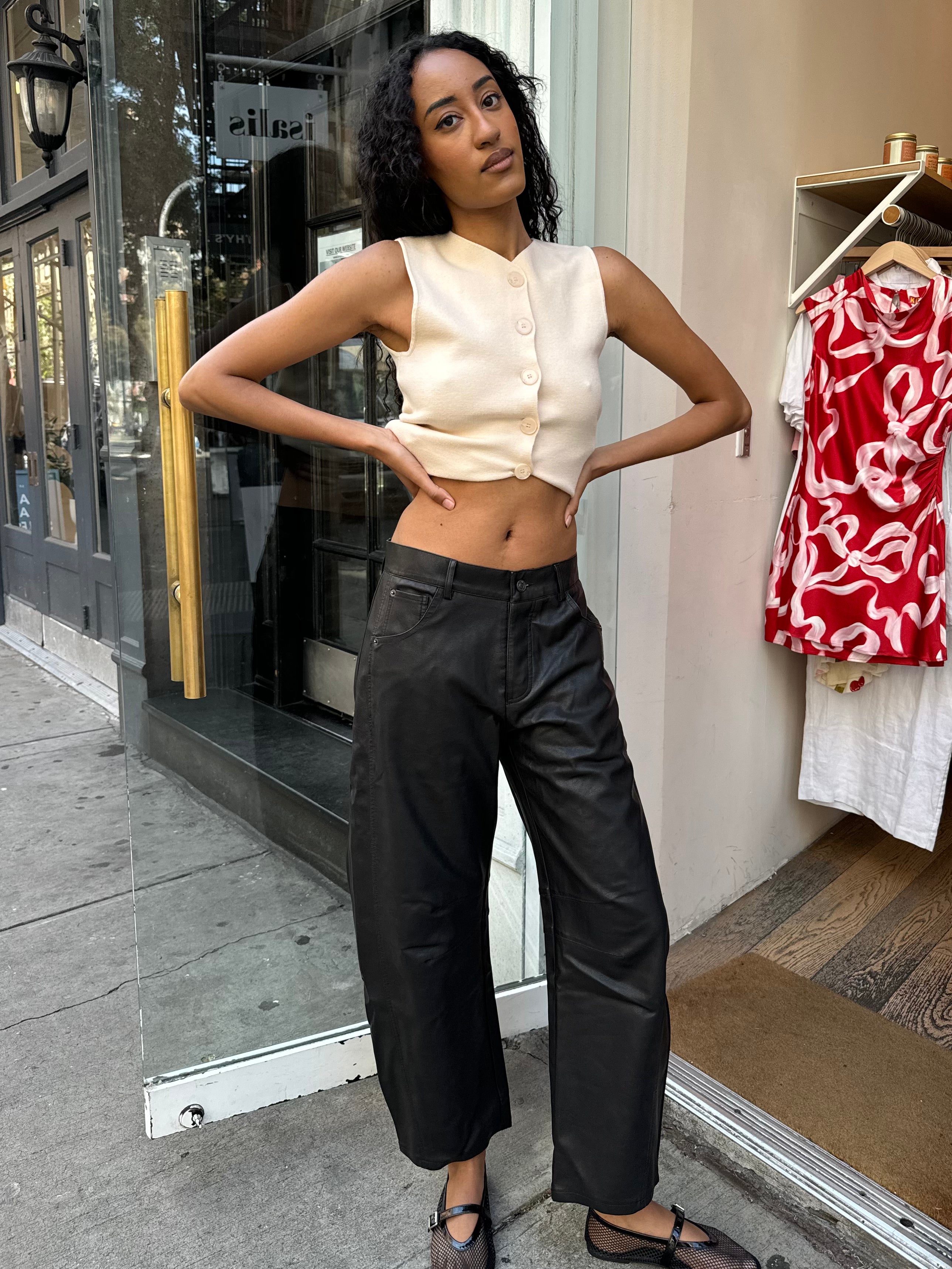 Premium Christine Barrel Pants - Deep Brown Elegance