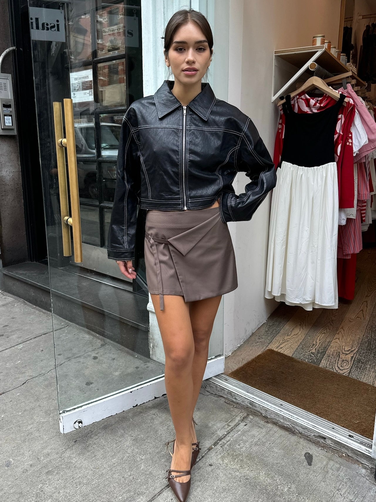 Premium Nora Wrap Mini Skirt in Taupe - Upgrade Your Style