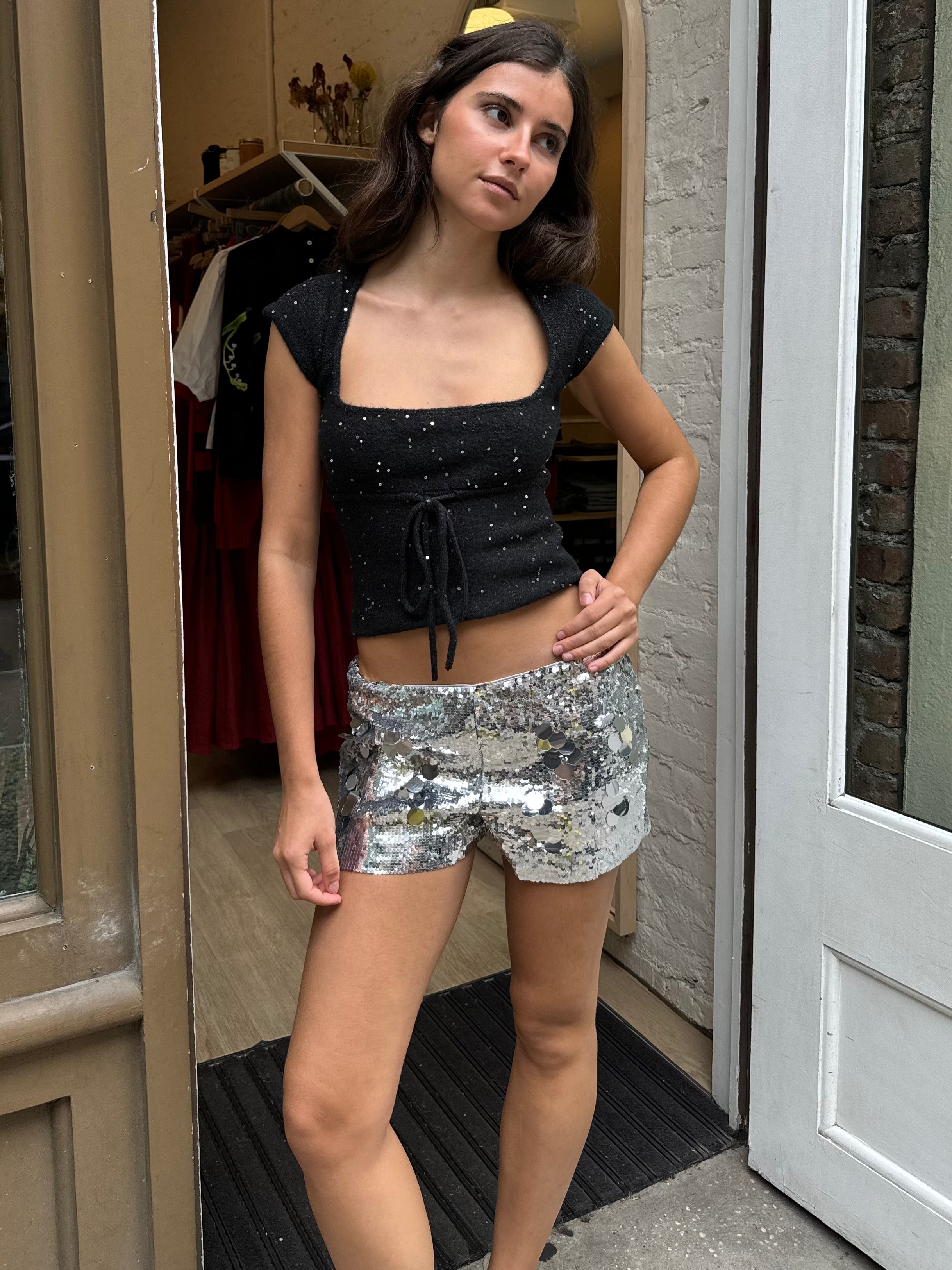 Premium Silver Paillette Mini Shorts – Ultimate Glamour