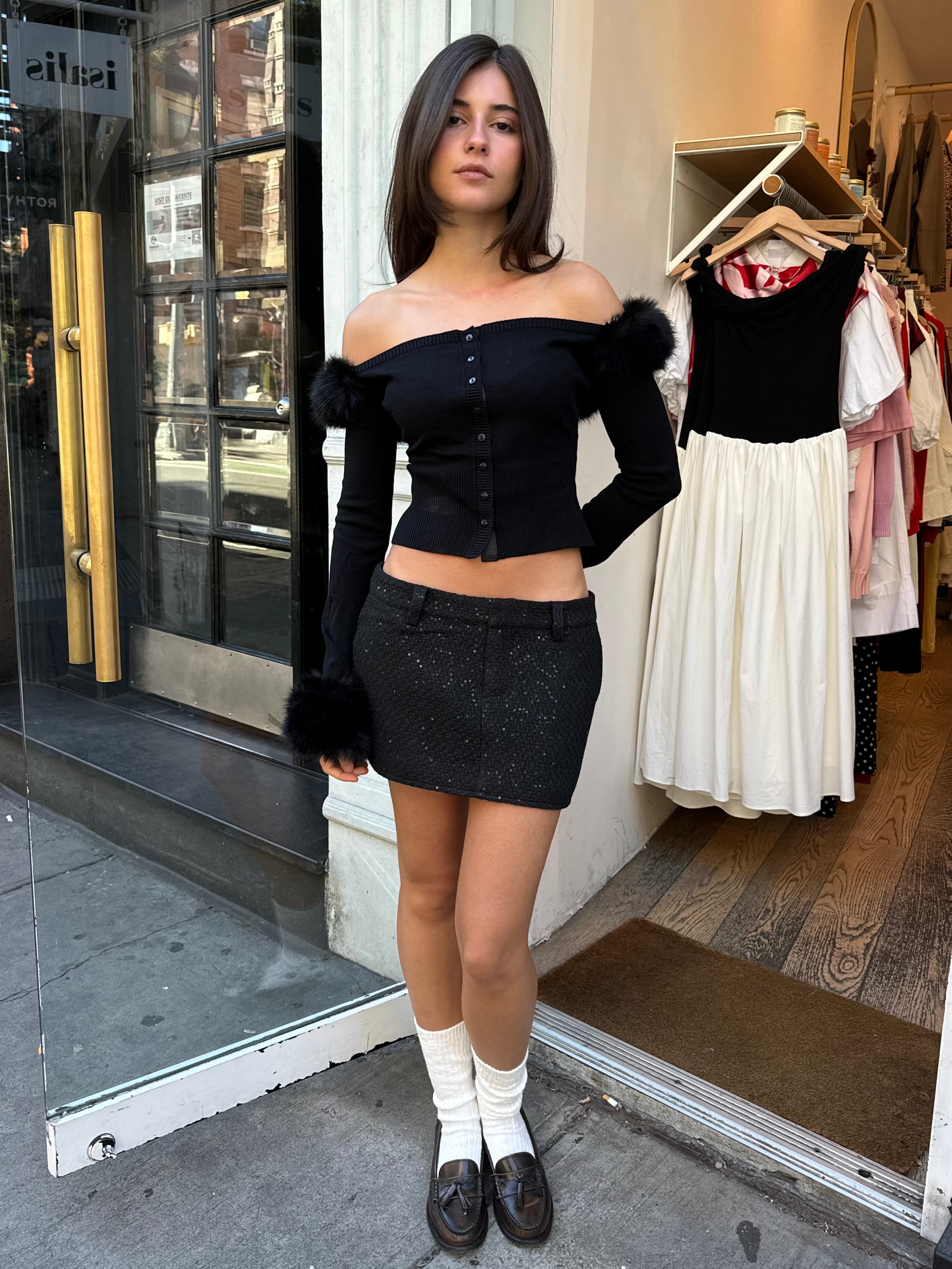 Premium Bela Tweed Mini Skirt - Ultimate Black Elegance