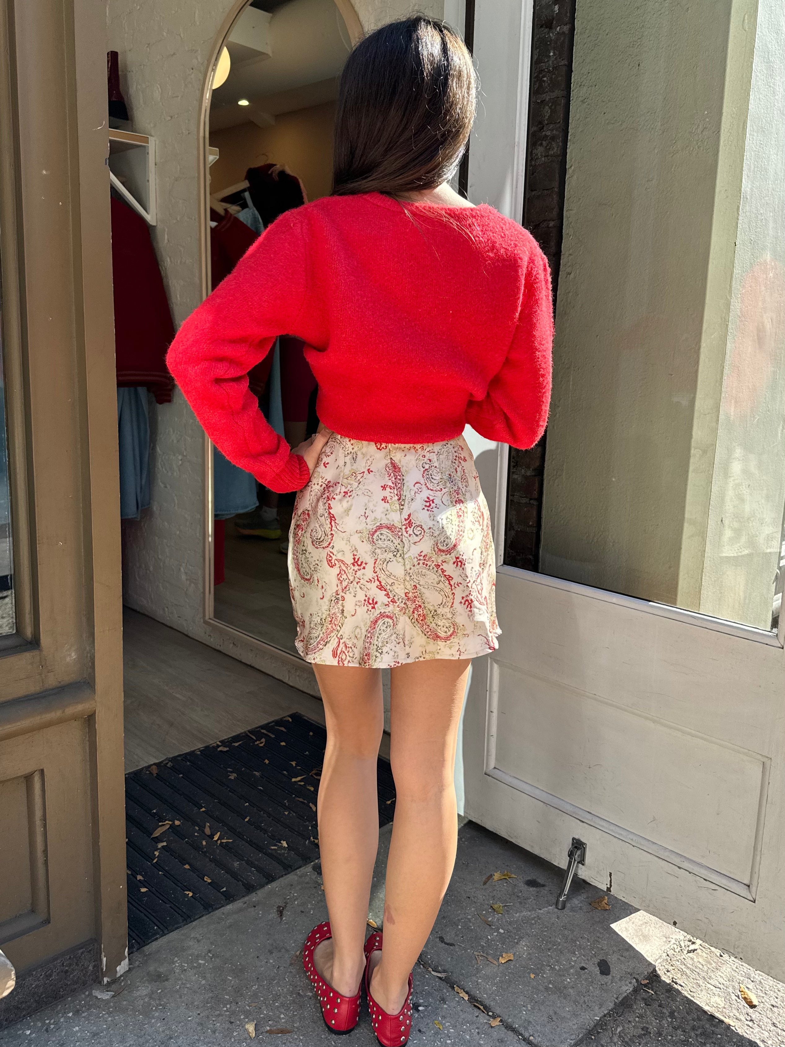 Premium Veda Mini Skirt - Tan Paisley Print