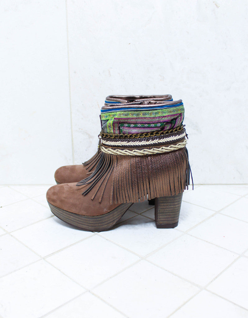 Premium Custom Boho High Heel Boots in Brown | Size 38 | Exclusive Design