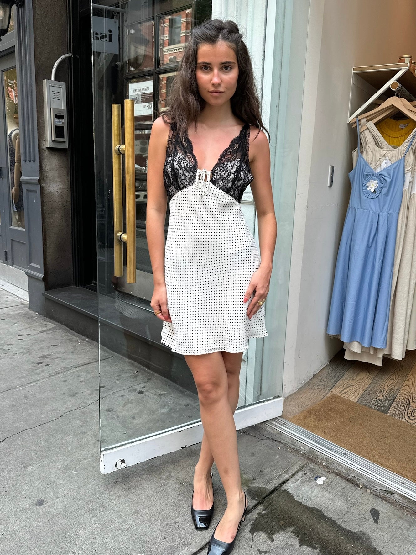 Ultimate Birdie Lace Mini Dress - Ivory Dot Elegance
