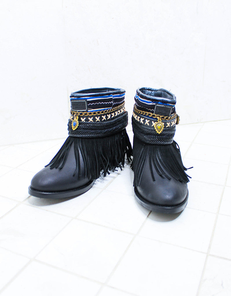 Premium Handmade Boho Boots - Black | Size 38 | Exclusive Design