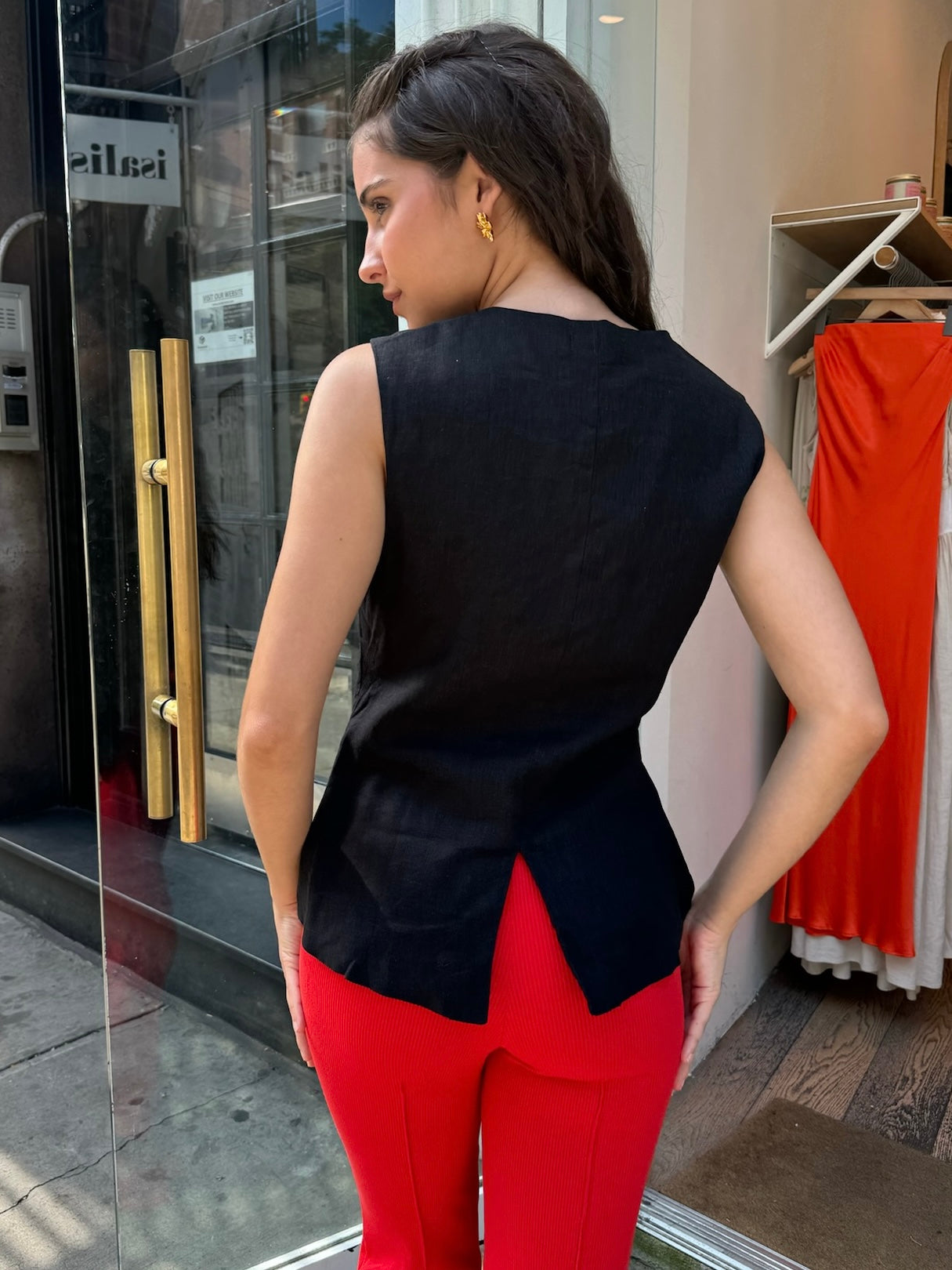 Premium Madix Asym Linen Vest - Black | Modern & Stylish