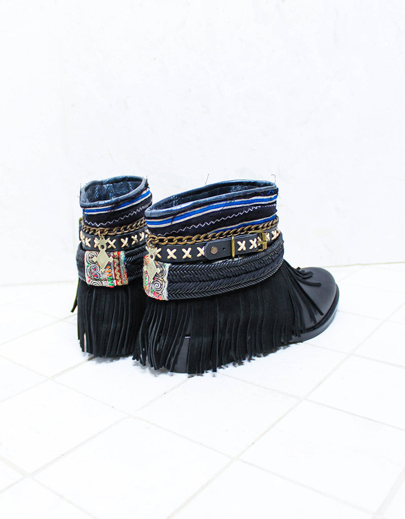 Premium Handmade Boho Boots - Black | Size 38 | Exclusive Design