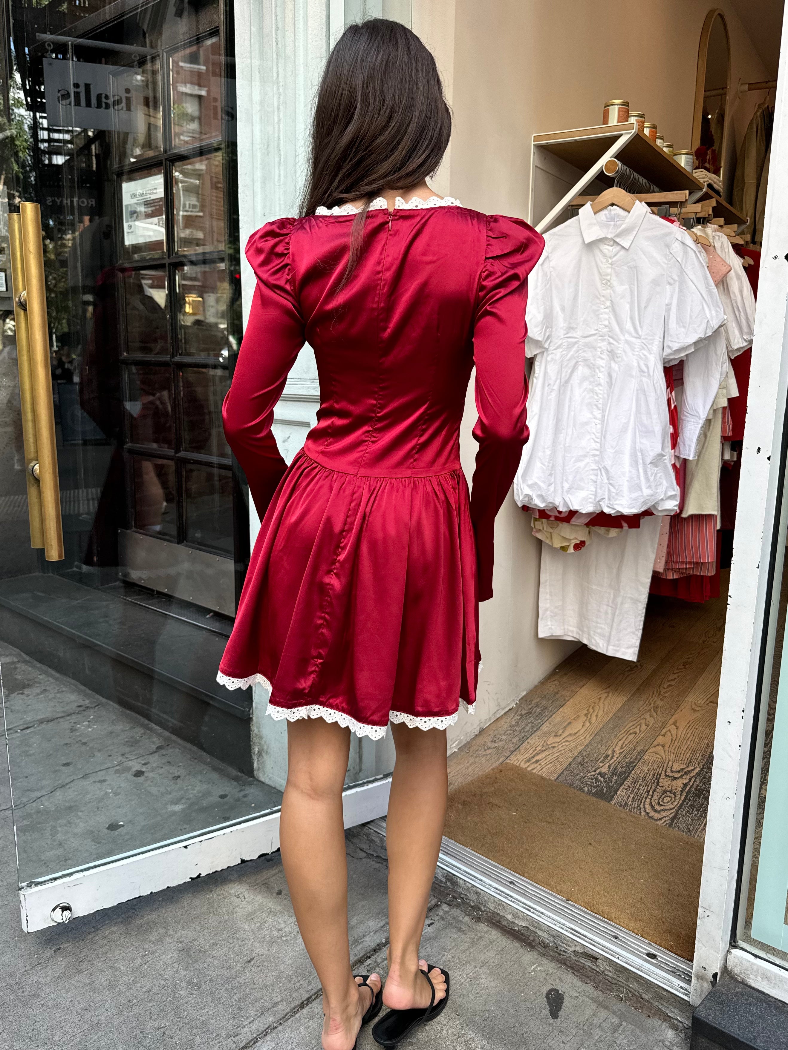 Premium Jezebel Cottage Dress - Vibrant Red
